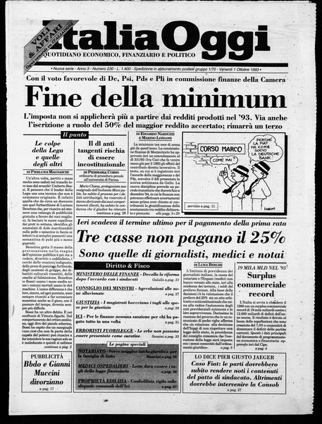 Italia oggi : quotidiano di economia finanza e politica